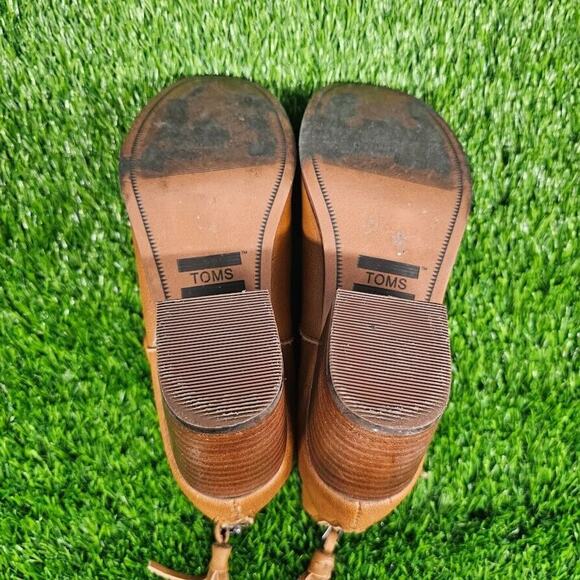 Toms Carpe Diem Tassel Pull Leather Ankle Booties US 7 Boho Prairie Brown - Picture 4 of 7